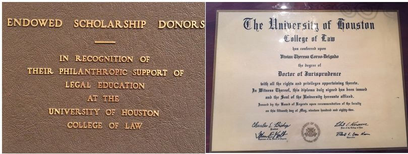 Houston College of Law Plaque and Diploma