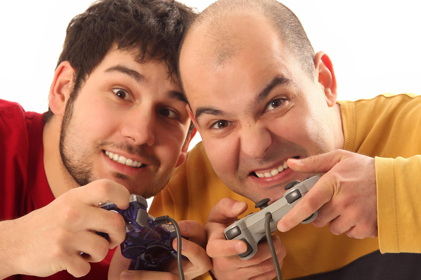 Two Young Men Playing Video Game